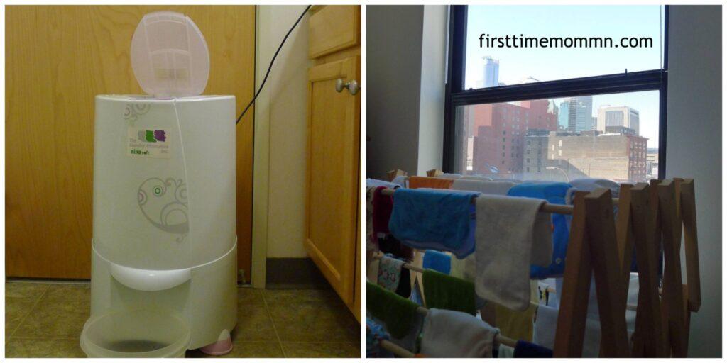 Hand Washing Cloth Diapers Drying