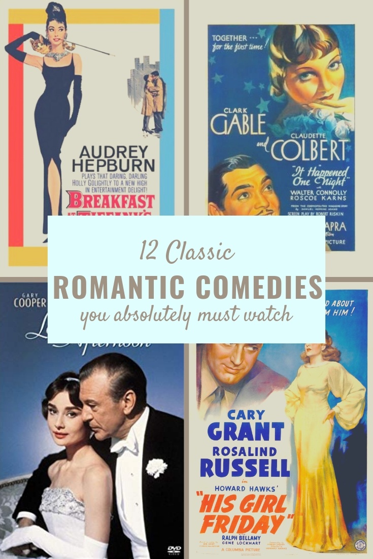 12 classic romantic comedies you absolutely must watch. Perfect list for Hollywood inspiration and girls night. #movies #romanticcomedies #romcom #hollywood #oldhollywood