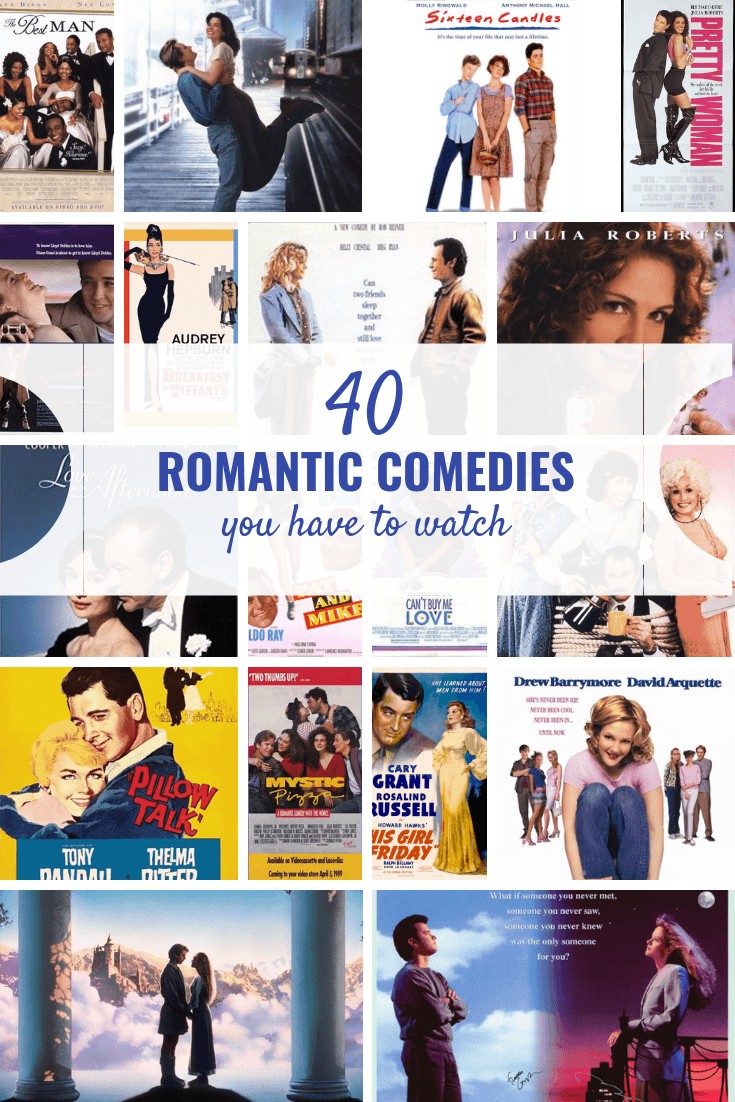 40 romantic comedies you have to watch! Perfect for a girls' night or a night home with a bucket of ice cream. #girlsnight #movies #romanticcomedies #entertainment
